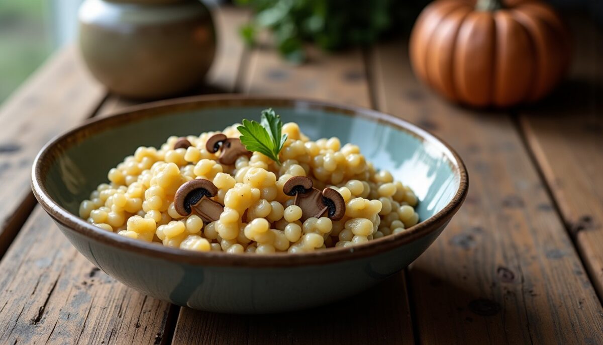 Orzotto aux champignons et au comté : le risotto d’orge perlé pour la rentrée, crémeux