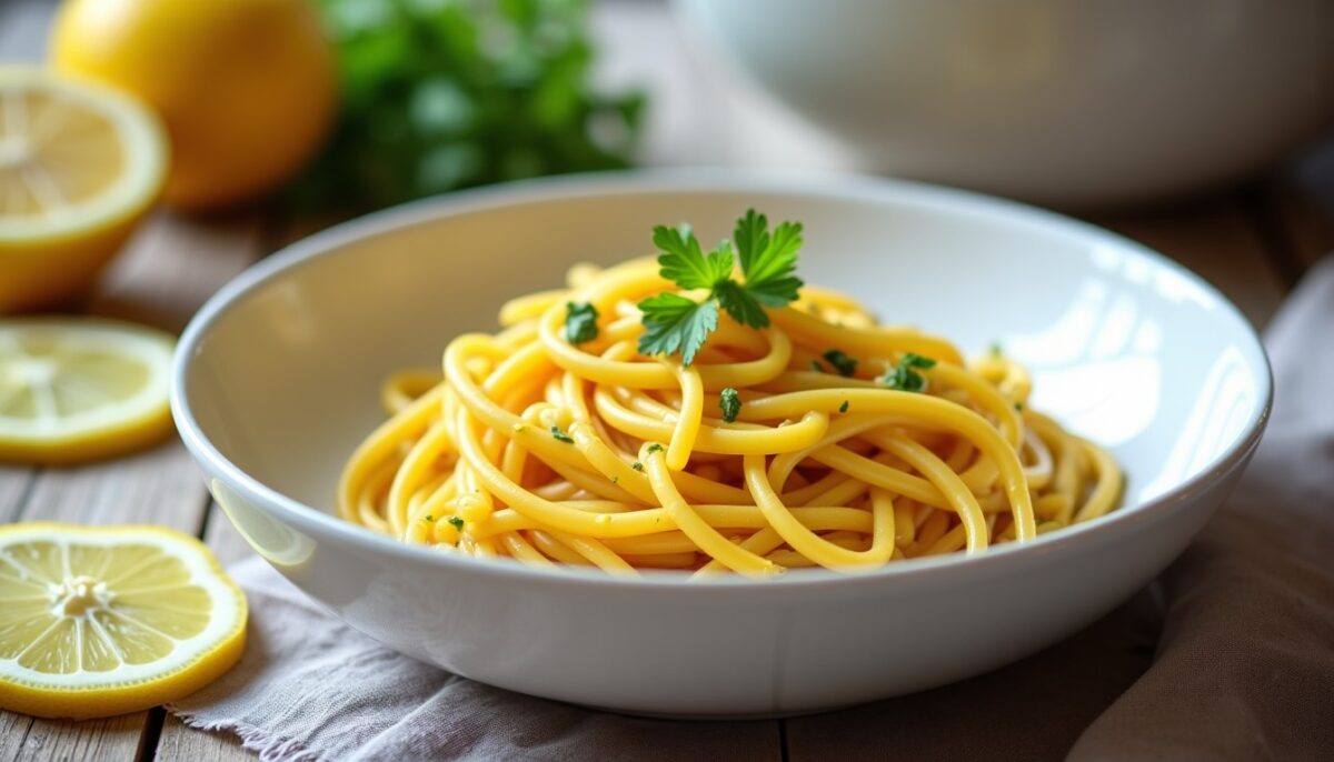 Spaghettis au citron minute: sauce crémeuse sans crème, prête en quelques minutes