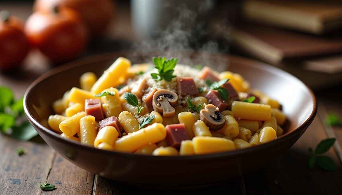 Coquillettes sans béchamel jambon-comté : la crème aux champignons qui sauve les soirs d’octobre